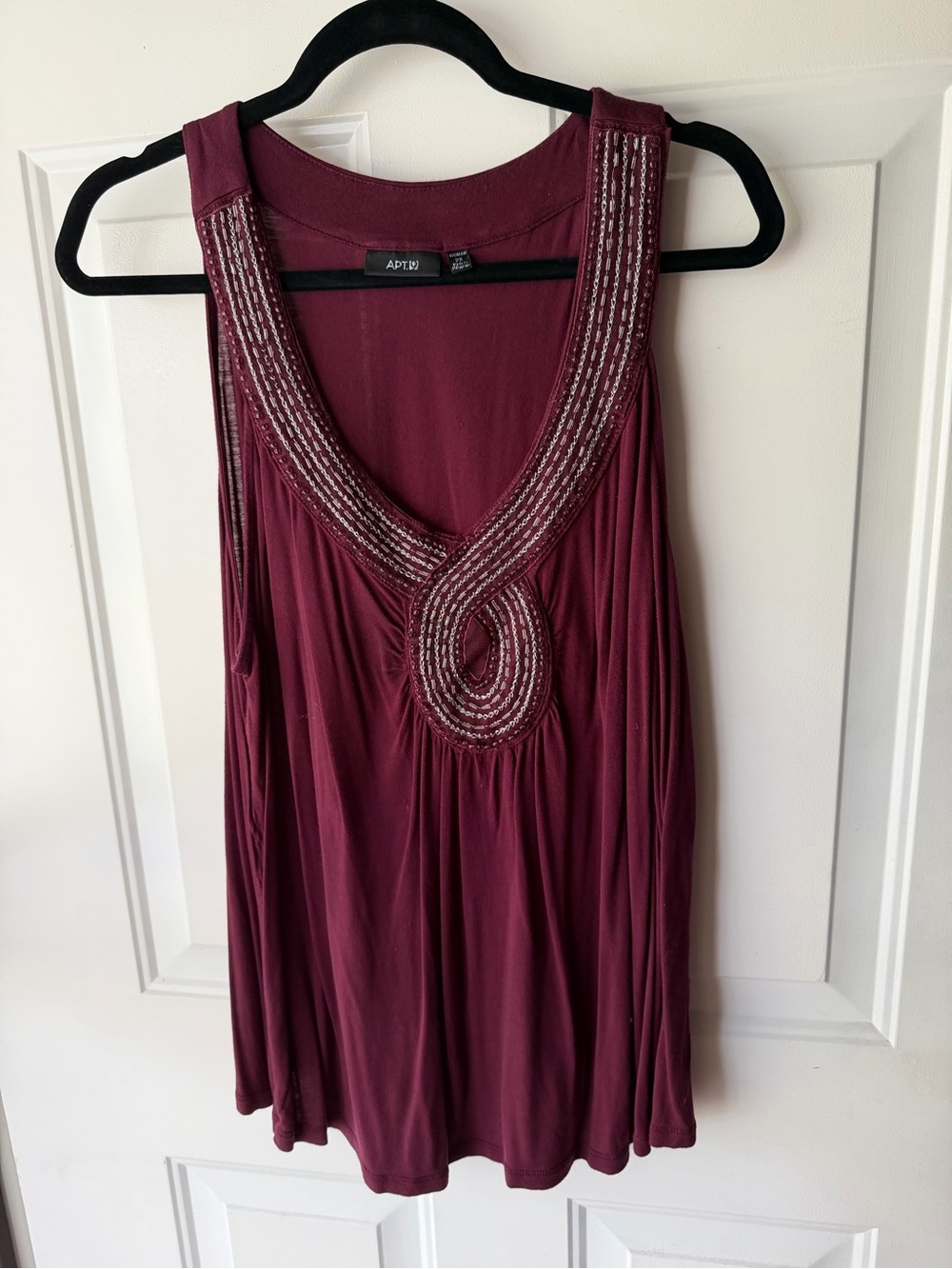 2X Apt. 9 Burgundy Beaded V-Neck Sleeveless Tank